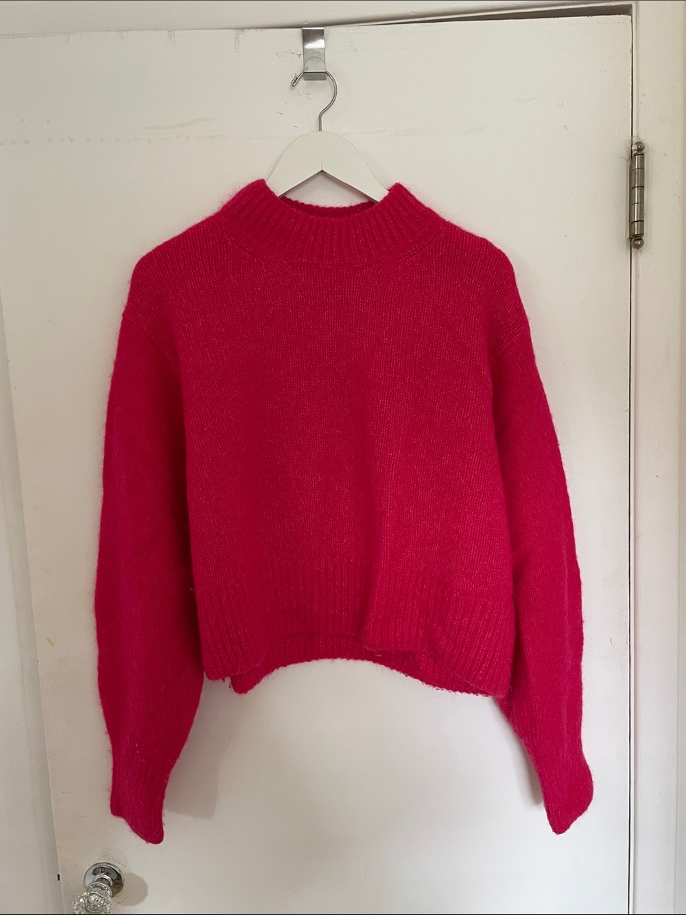 COS Women's Bright Fuchsia Mock Neck Sweater